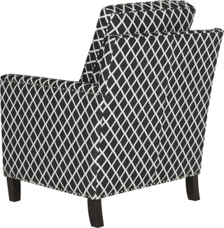 Safavieh Buckler Club Chair-Silver Nail Heads Black and White Espresso Furniture 