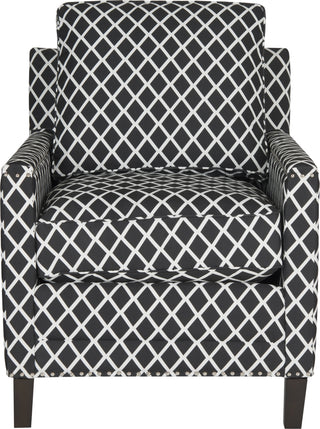 Safavieh Buckler Club Chair-Silver Nail Heads Black and White Espresso Furniture main image