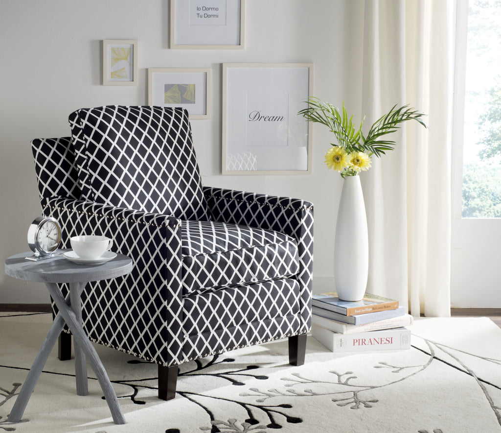 Safavieh Buckler Club Chair-Silver Nail Heads Black and White Espresso  Feature