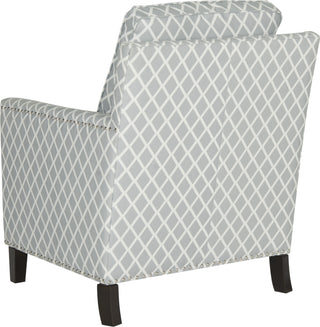 Safavieh Buckler Club Chair-Silver Nail Heads Grey and White Espresso Furniture 