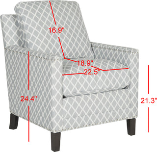 Safavieh Buckler Club Chair-Silver Nail Heads Grey and White Espresso Furniture 