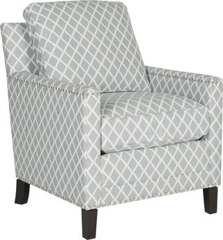 Safavieh Buckler Club Chair-Silver Nail Heads Grey and White Espresso Furniture 