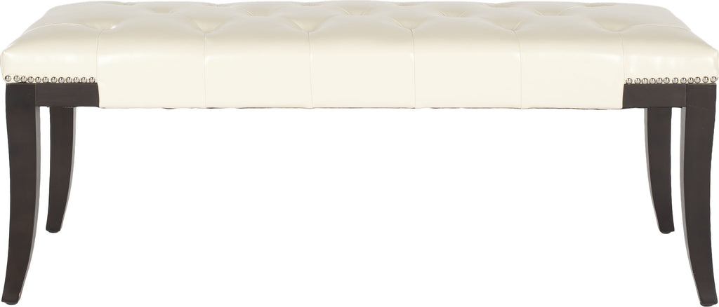 Safavieh Gibbons Bench-Silver Nail Heads Cream and Espresso Furniture main image