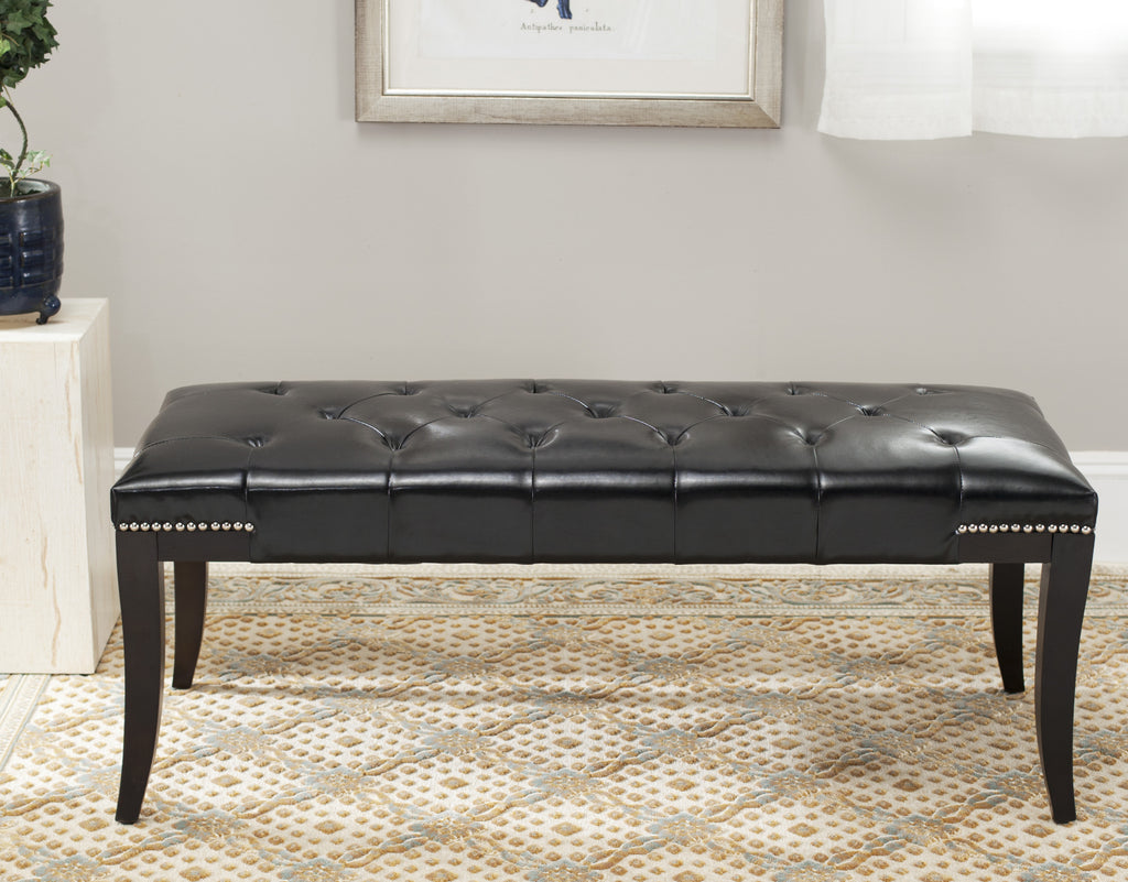 Safavieh Gibbons Bench-Silver Nail Heads Black and Espresso Furniture  Feature