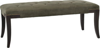 Safavieh Gibbons Bench-Brass Nail Heads Graphite and Espresso Furniture 