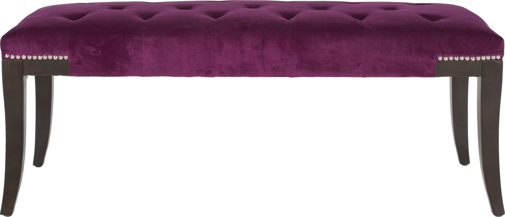 Safavieh Gibbons Bench-Silver Nail Heads Plum and Espresso Furniture main image