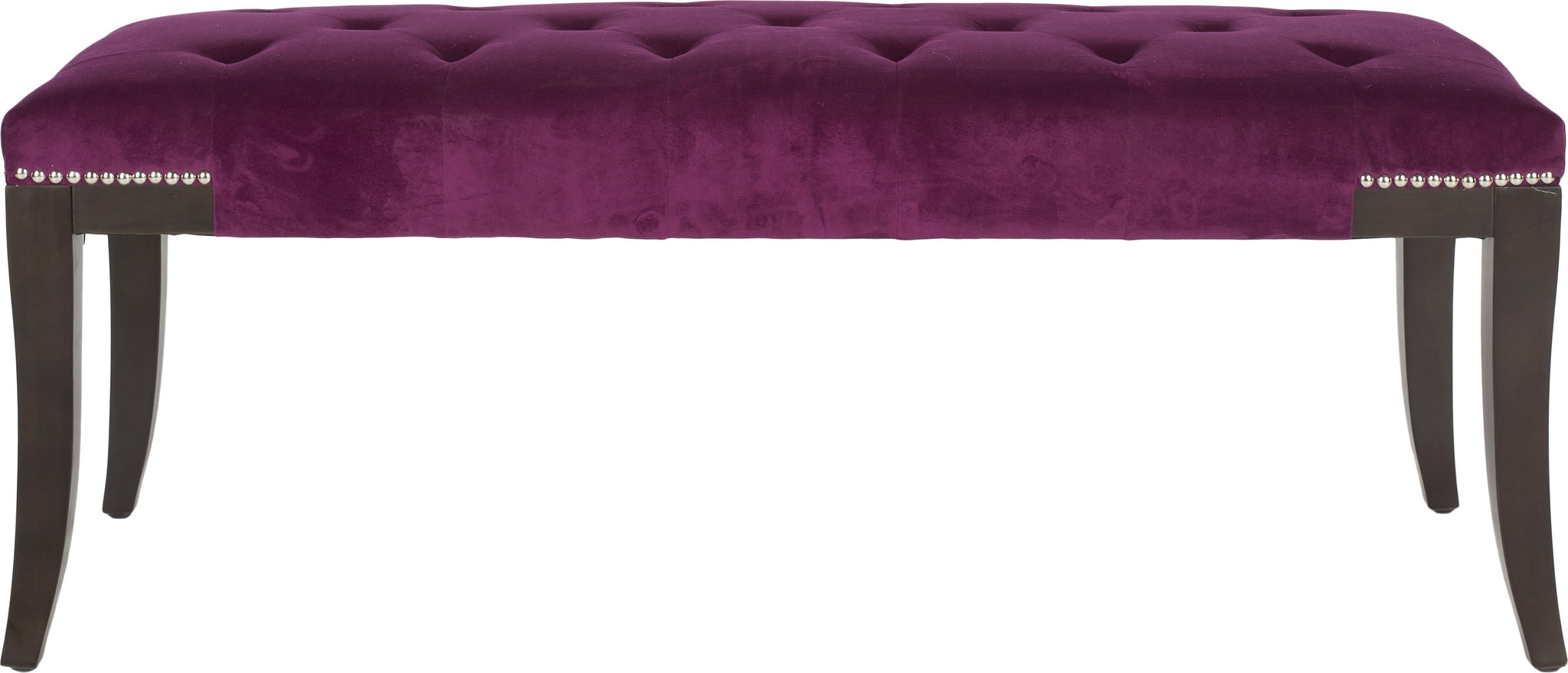 Safavieh Gibbons Bench-Silver Nail Heads Plum and Espresso Furniture main image