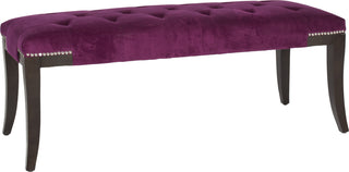 Safavieh Gibbons Bench-Silver Nail Heads Plum and Espresso Furniture 