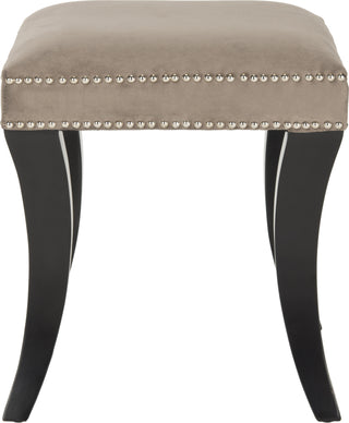 Safavieh Diva Tufted Ottoman Mushroom Taupe and Espresso Furniture main image