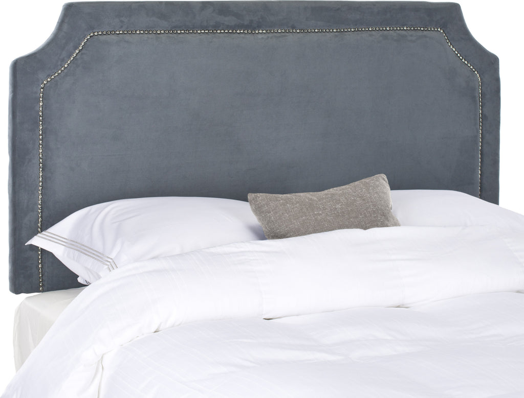 Safavieh Shayne Grey Suede Headboard-Silver Nail Head Bedding main image