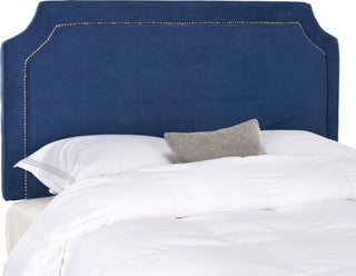 Safavieh Shayne Navy Suede Headboard-Silver Nail Head Bedding main image