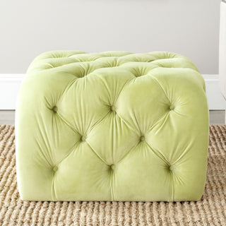 Safavieh Kenan Tufted Ottoman Granny Smith Apple Green Furniture 