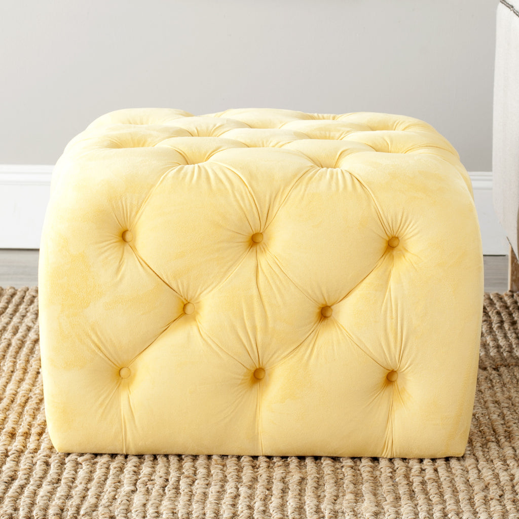 Safavieh Kenan Tufted Ottoman Sunflower Yellow Furniture  Feature
