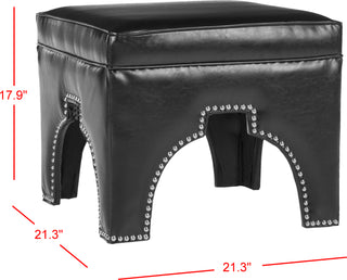 Safavieh Grant Ottoman-Silver Nail Heads Black Furniture 