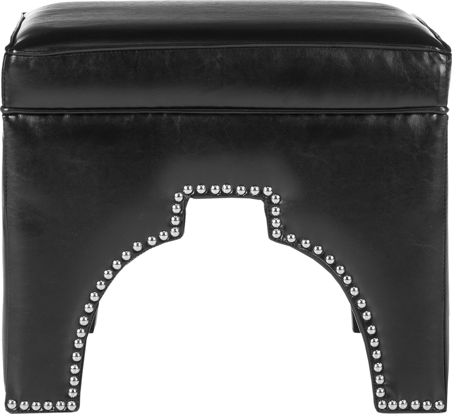 Safavieh Grant Ottoman-Silver Nail Heads Black Furniture main image