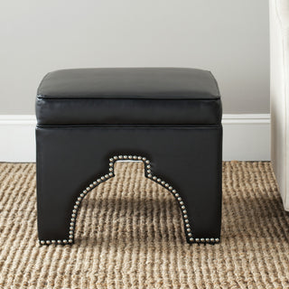 Safavieh Grant Ottoman-Silver Nail Heads Black Furniture  Feature