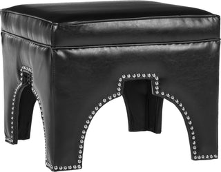 Safavieh Grant Ottoman-Silver Nail Heads Black Furniture 