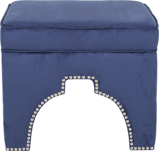 Safavieh Grant Ottoman-Silver Nail Heads Navy Furniture main image