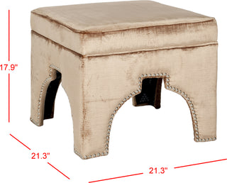 Safavieh Grant Ottoman-Silver Nail Heads Mink Brown Furniture 