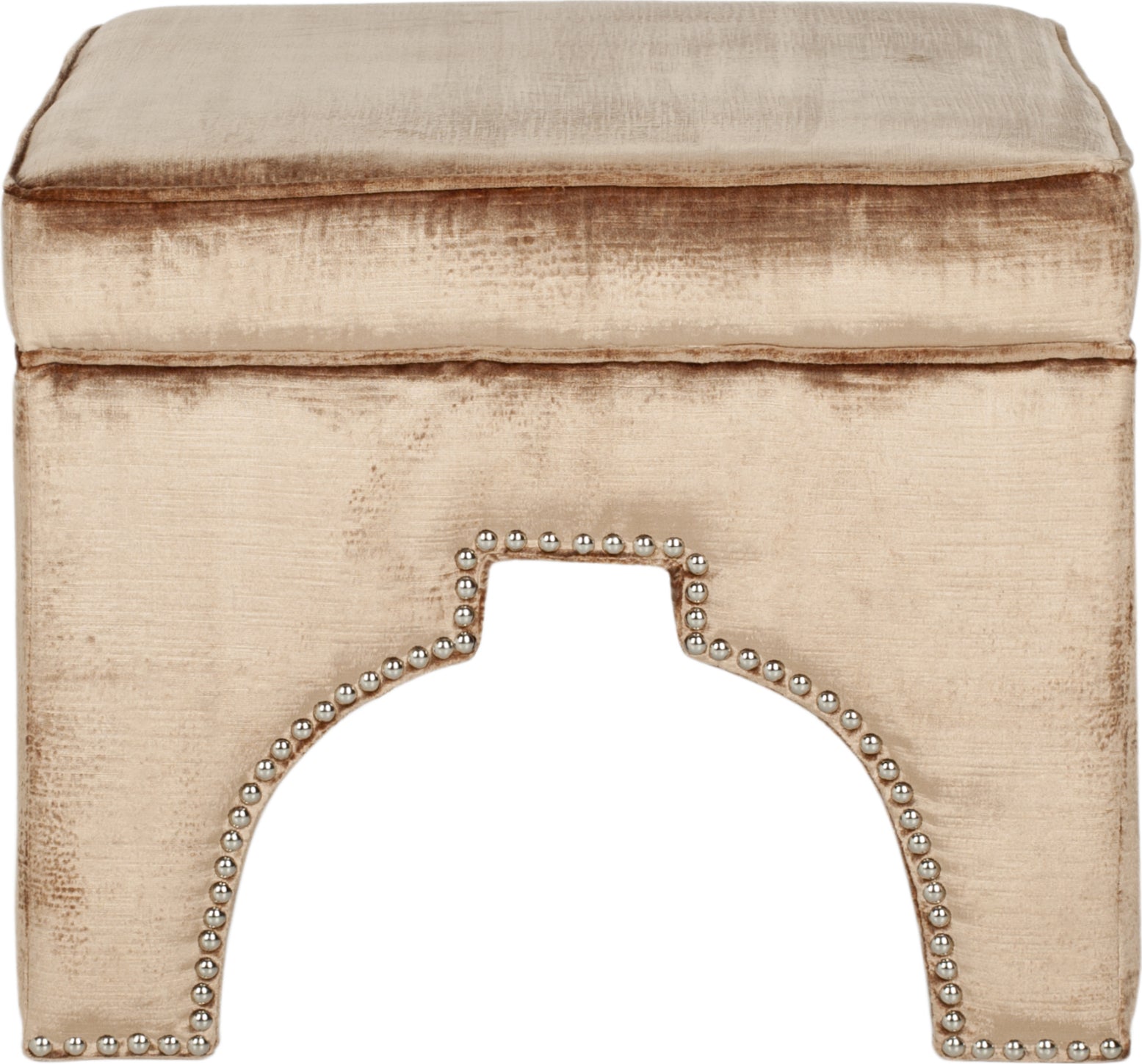 Safavieh Grant Ottoman-Silver Nail Heads Mink Brown Furniture main image