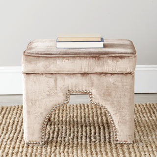 Safavieh Grant Ottoman-Silver Nail Heads Mink Brown Furniture  Feature