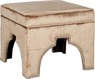 Safavieh Grant Ottoman-Silver Nail Heads Mink Brown Furniture 