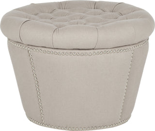 Safavieh Vanessa Ottoman-Silver Nail Heads Taupe Furniture main image