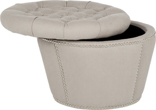 Safavieh Vanessa Ottoman-Silver Nail Heads Taupe Furniture 