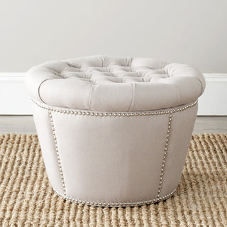 Safavieh Vanessa Ottoman-Silver Nail Heads Taupe Furniture  Feature