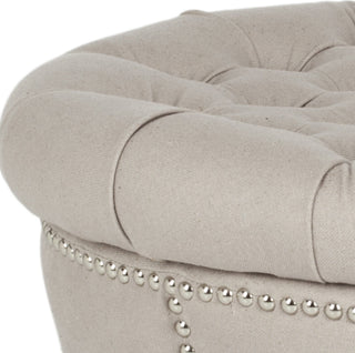 Safavieh Vanessa Ottoman-Silver Nail Heads Taupe Furniture 