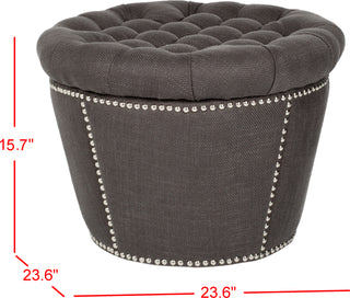 Safavieh Vanessa Ottoman-Silver Nail Heads Charcoal Furniture 