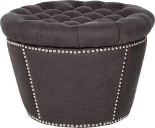 Safavieh Vanessa Ottoman-Silver Nail Heads Charcoal Furniture main image