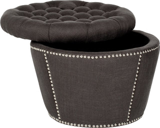 Safavieh Vanessa Ottoman-Silver Nail Heads Charcoal Furniture 