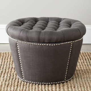 Safavieh Vanessa Ottoman-Silver Nail Heads Charcoal Furniture  Feature