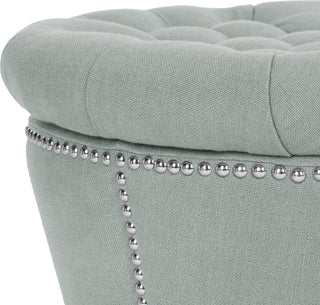 Safavieh Vanessa Ottoman-Silver Nail Heads Sky Blue Furniture 