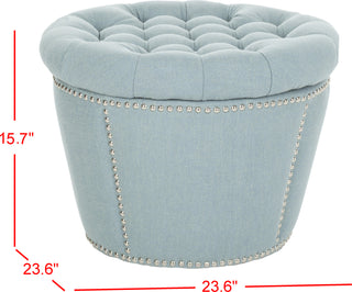 Safavieh Vanessa Ottoman-Silver Nail Heads Sky Blue Furniture 