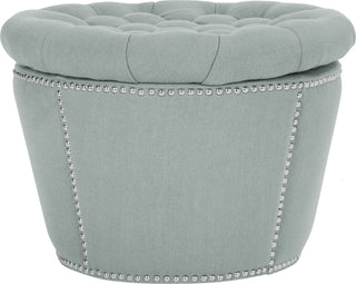 Safavieh Vanessa Ottoman-Silver Nail Heads Sky Blue Furniture main image