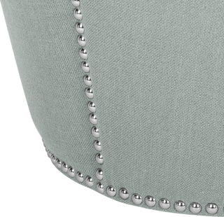 Safavieh Vanessa Ottoman-Silver Nail Heads Sky Blue Furniture 