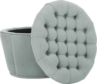 Safavieh Vanessa Ottoman-Silver Nail Heads Sky Blue Furniture 