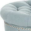 Safavieh Vanessa Ottoman-Silver Nail Heads Sky Blue Furniture 