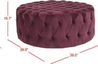 Safavieh Charlene Tufted Cocktail Ottoman Bordeaux Furniture 