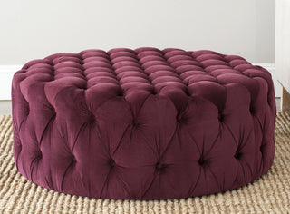 Safavieh Charlene Tufted Cocktail Ottoman Bordeaux Furniture  Feature