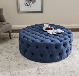 Safavieh Charlene Tufted Cocktail Ottoman Navy Furniture  Feature