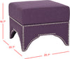 Safavieh Declan Ottoman-Silver Nail Heads Plum Furniture 