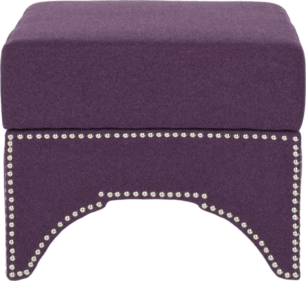 Safavieh Declan Ottoman-Silver Nail Heads Plum Furniture main image