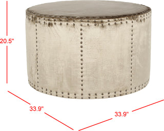 Safavieh Sherri Cocktail Ottoman-Brass Nail Heads Antique Sage Furniture 