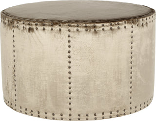 Safavieh Sherri Cocktail Ottoman-Brass Nail Heads Antique Sage Furniture main image