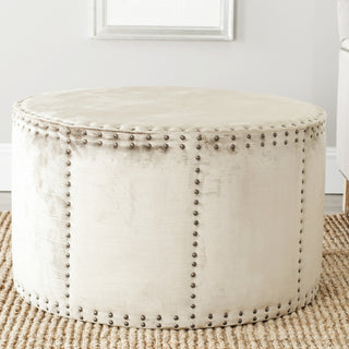 Safavieh Sherri Cocktail Ottoman-Brass Nail Heads Antique Sage Furniture  Feature