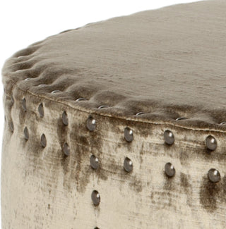 Safavieh Sherri Cocktail Ottoman-Brass Nail Heads Antique Sage Furniture 