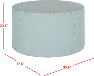 Safavieh Jody Cocktail Ottoman-Silver Nail Heads Sky Blue Furniture 